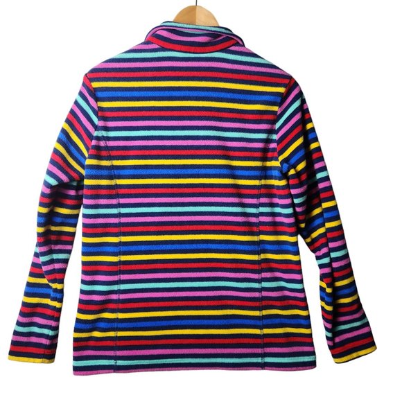 Land End Womens Multi Color Striped Half Zip Fleece Oeko-Tex Pullover Size Small - Picture 2 of 11